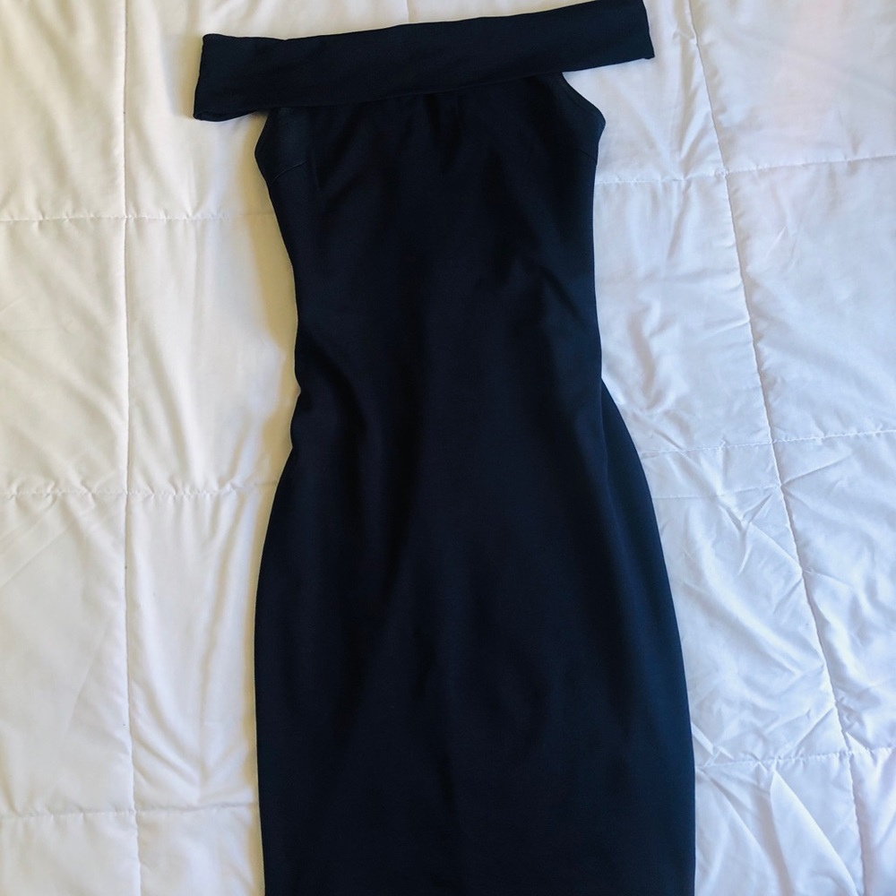 Navy Blue Off Shoulder Dress